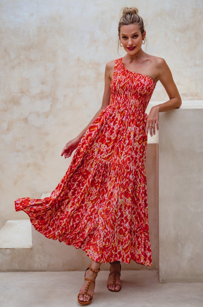 cassandra one shoulder maxi dress by Selfnex