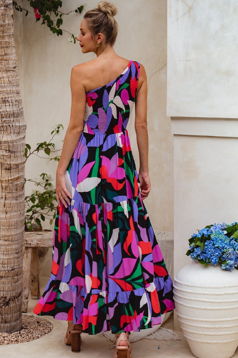 cassandra one shoulder maxi dress by Selfnex