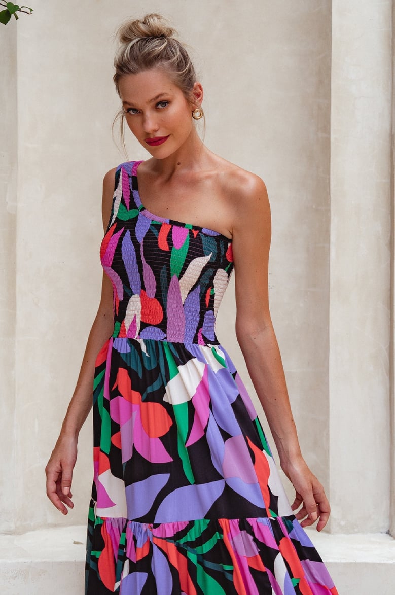 cassandra one shoulder maxi dress by Selfnex
