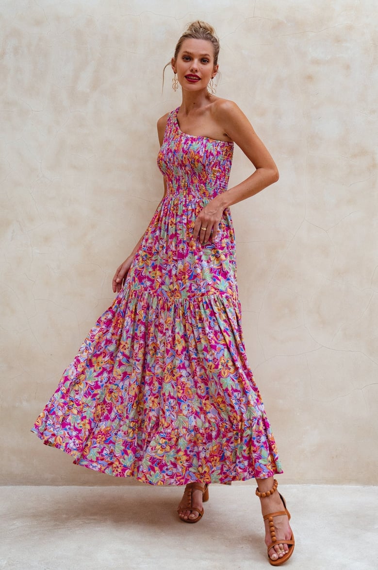 cassandra one shoulder maxi dress by Selfnex