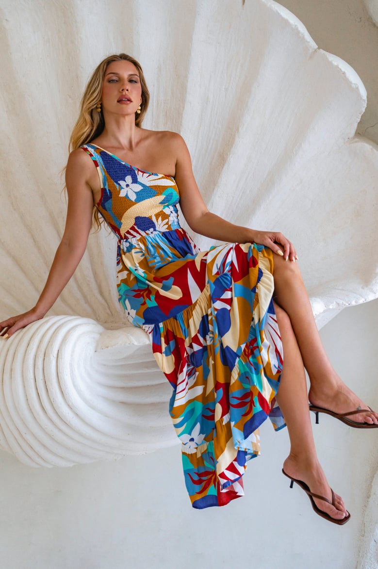 cassandra one shoulder maxi dress by Selfnex