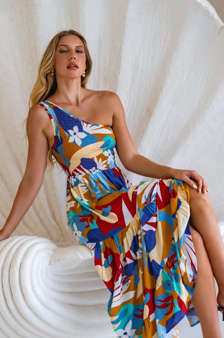 cassandra one shoulder maxi dress by Selfnex