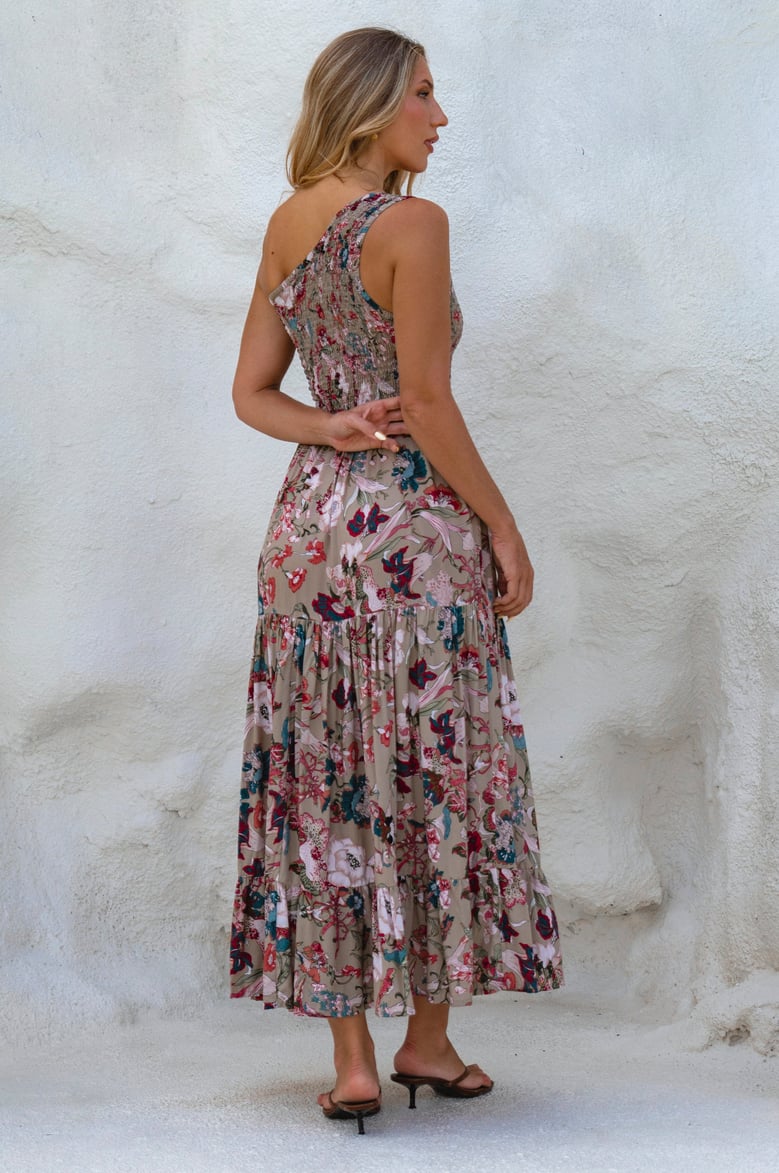 cassandra one shoulder maxi dress by Selfnex