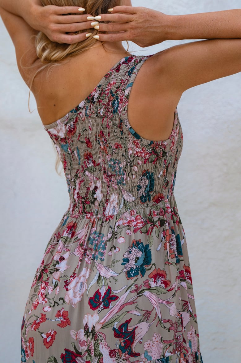 cassandra one shoulder maxi dress by Selfnex