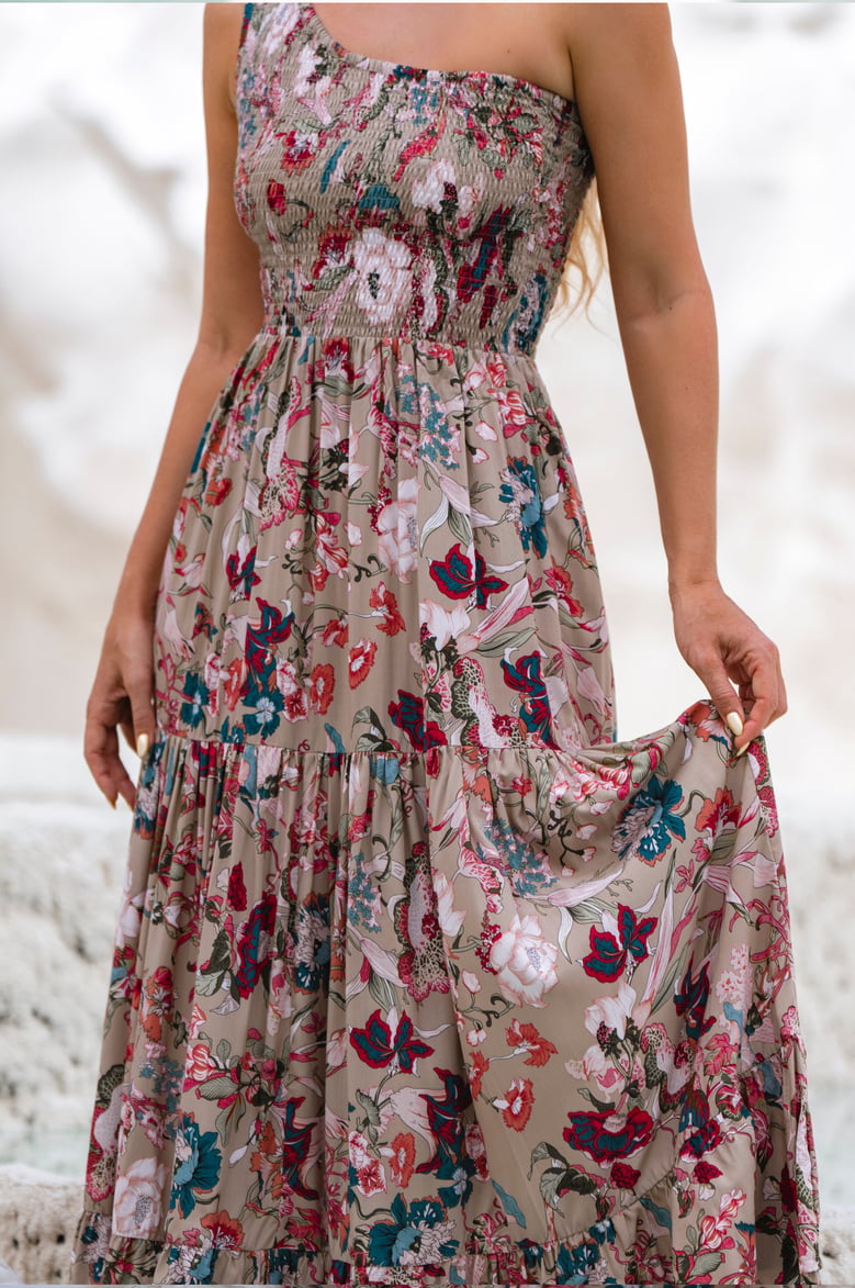 cassandra one shoulder maxi dress by Selfnex
