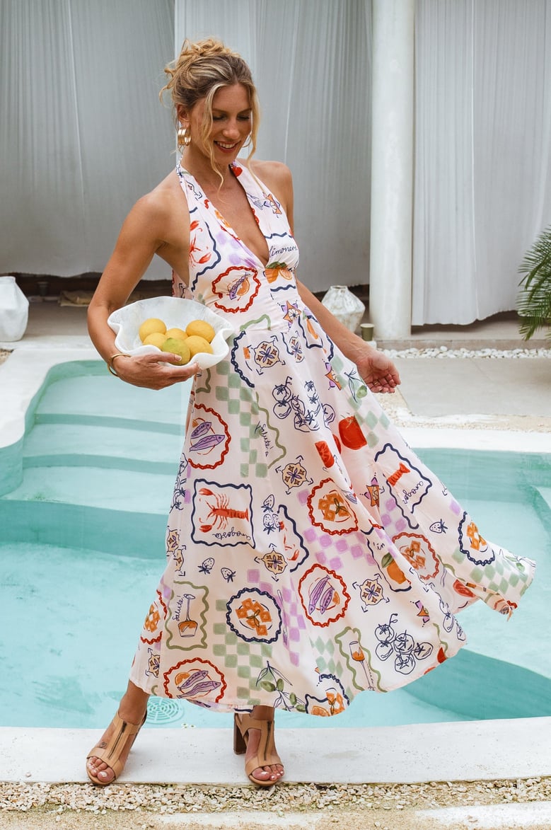 costa brava halterneck maxi dress by Selfnex