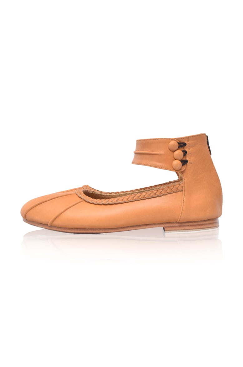 muse ankle strap leather ballet flats by Selfnex