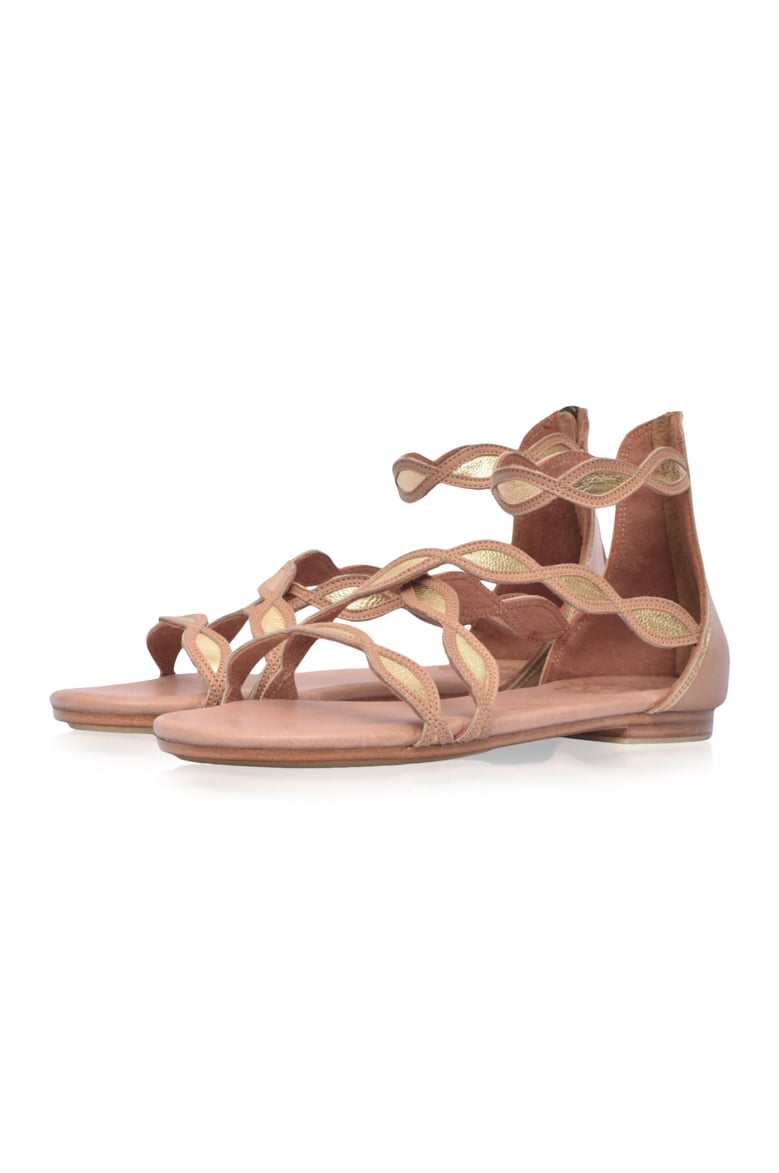 blossom scalloped leather sandals by Selfnex