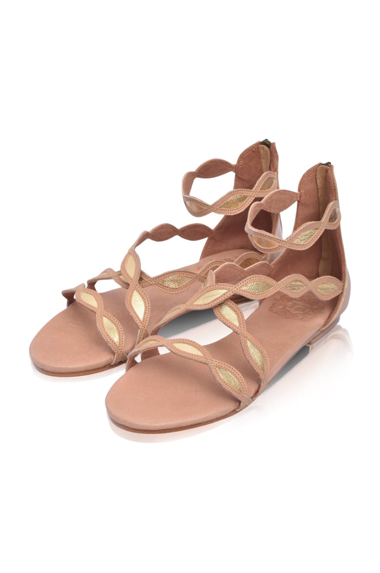 blossom scalloped leather sandals by Selfnex