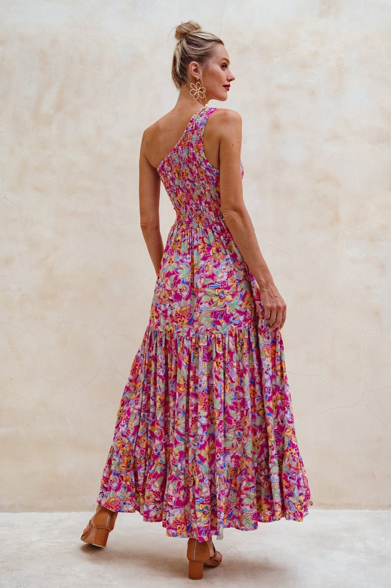 cassandra one shoulder maxi dress by Selfnex