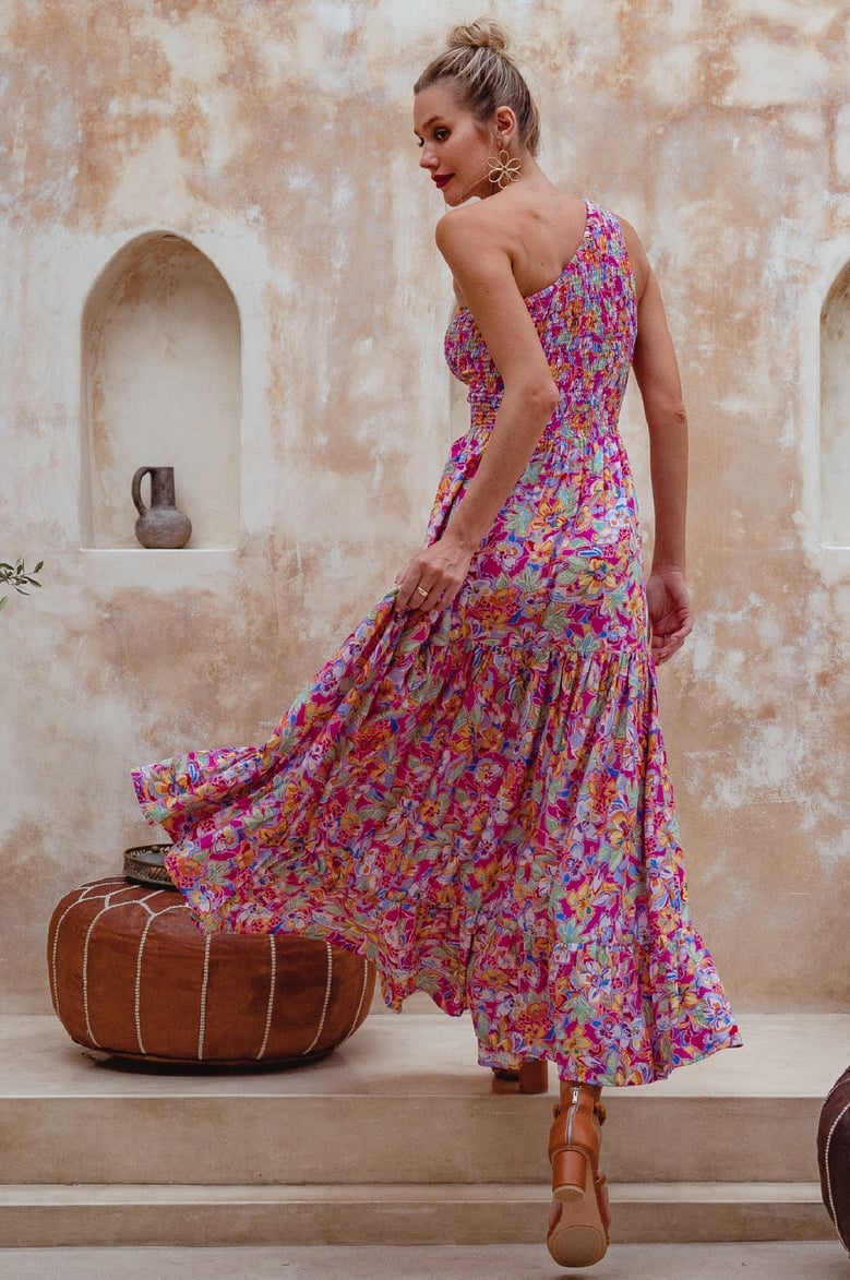 cassandra one shoulder maxi dress by Selfnex