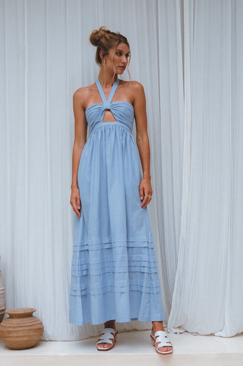 penelope halter linen maxi dress by Selfnex