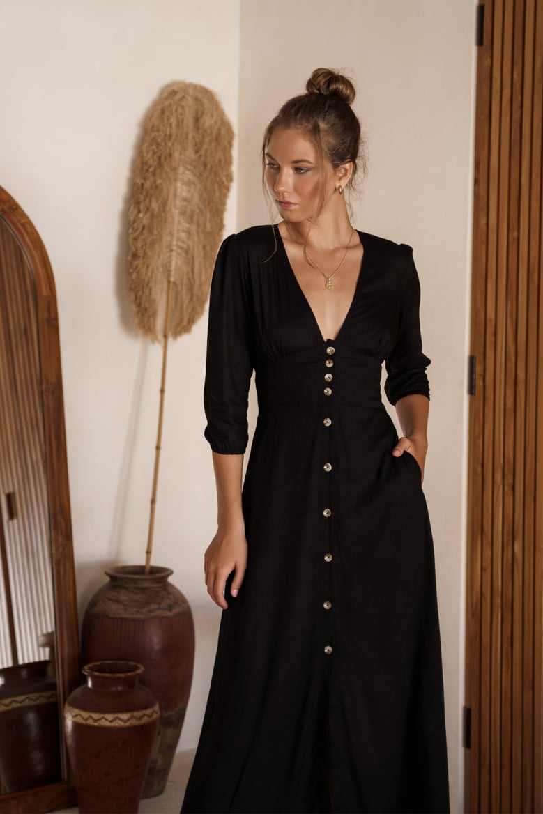 whisper light button up midi dress by Selfnex