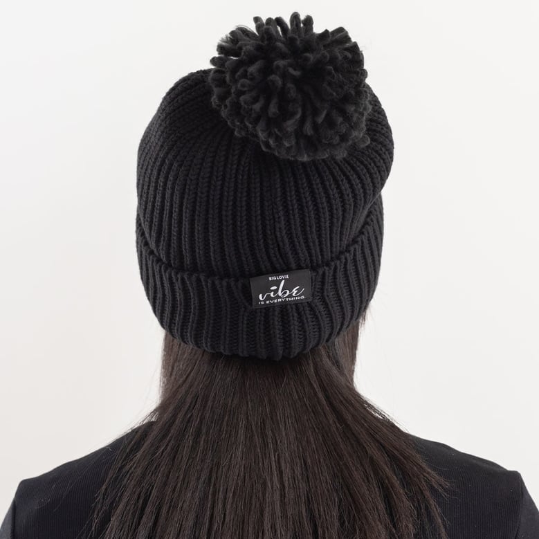 vibe cotton cashmere pom hat | black by Selfnex