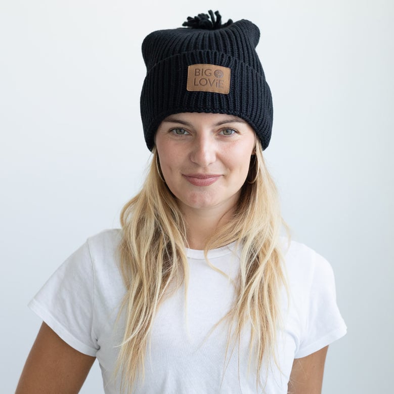 vibe cotton cashmere pom hat | black by Selfnex