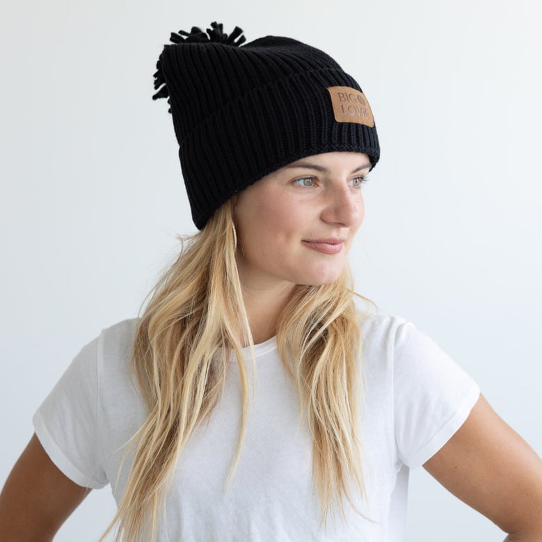vibe cotton cashmere pom hat | black by Selfnex