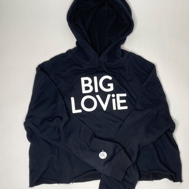 big lovie hoodie crop sweatshirt | black by Selfnex