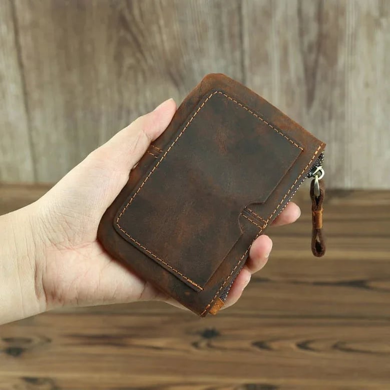 the cael | handmade leather coin purse with zipper by Selfnex