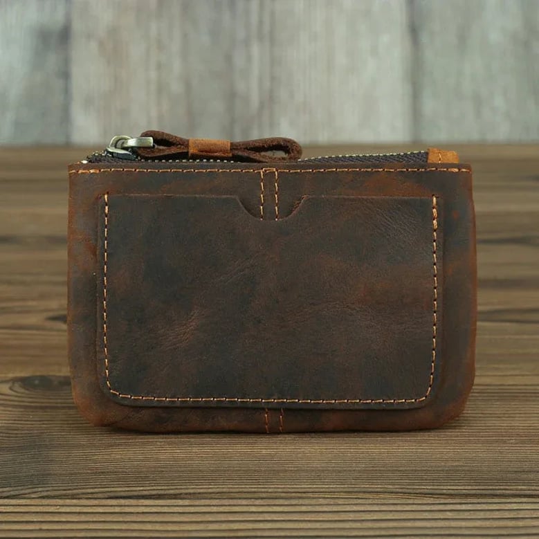 the cael | handmade leather coin purse with zipper by Selfnex