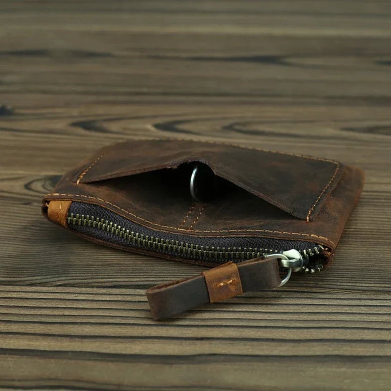 the cael | handmade leather coin purse with zipper by Selfnex