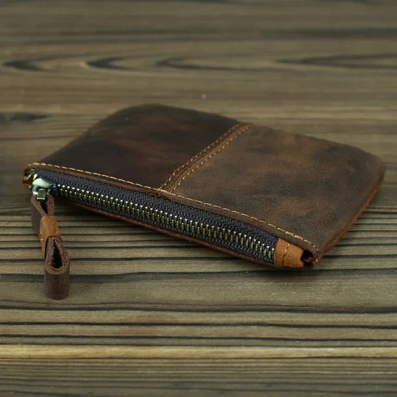 the cael | handmade leather coin purse with zipper by Selfnex