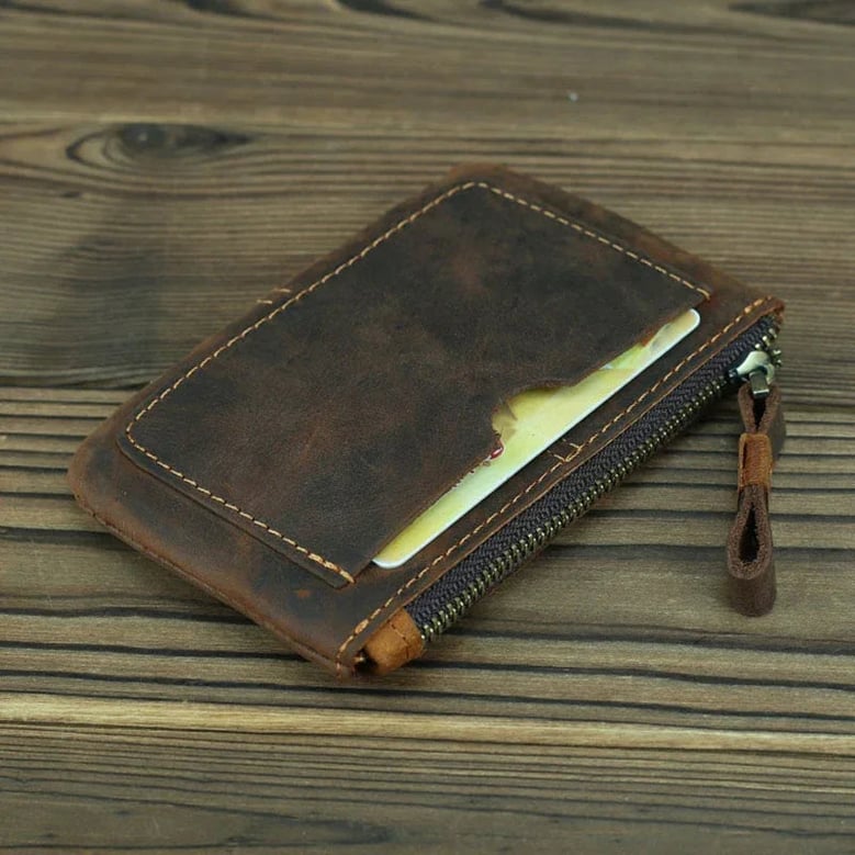the cael | handmade leather coin purse with zipper by Selfnex