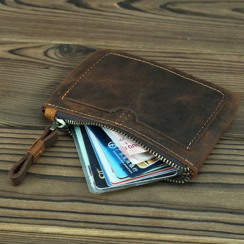 the cael | handmade leather coin purse with zipper by Selfnex