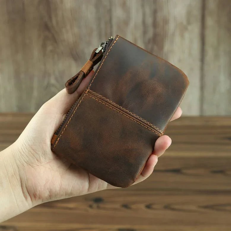 the cael | handmade leather coin purse with zipper by Selfnex