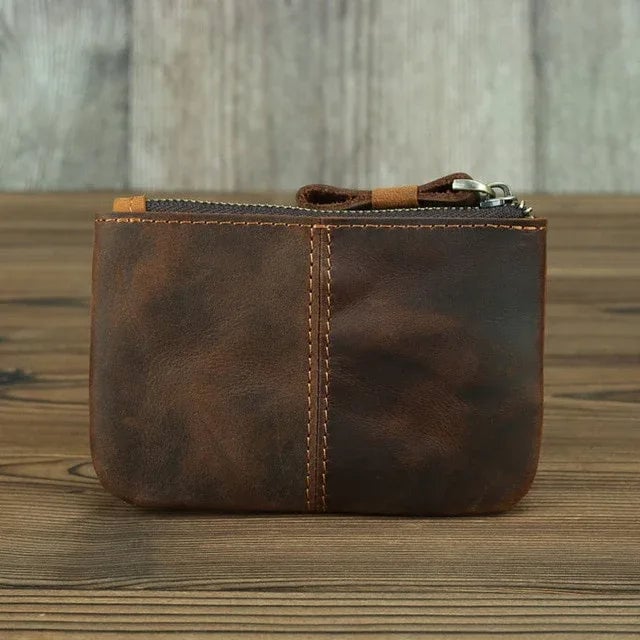 the cael | handmade leather coin purse with zipper by Selfnex