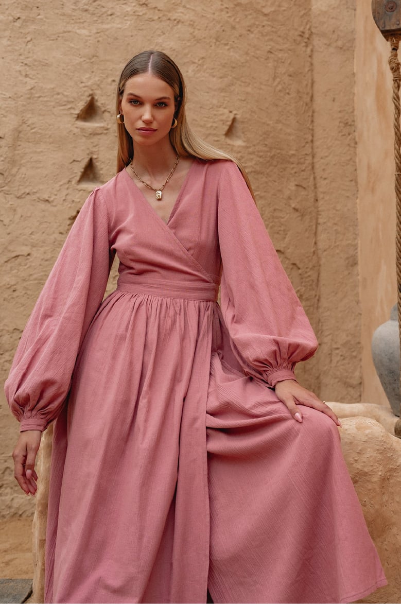 emerie long sleeve wrap dress by Selfnex