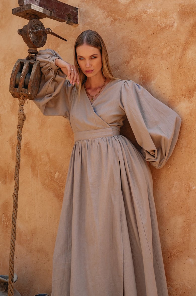 emerie long sleeve wrap dress by Selfnex