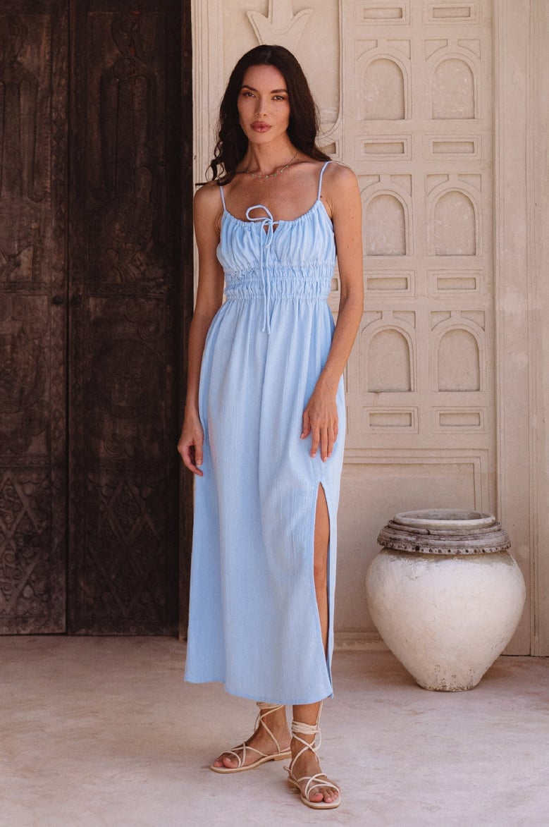 eleanore handcrafted linen midi summer dress by Selfnex