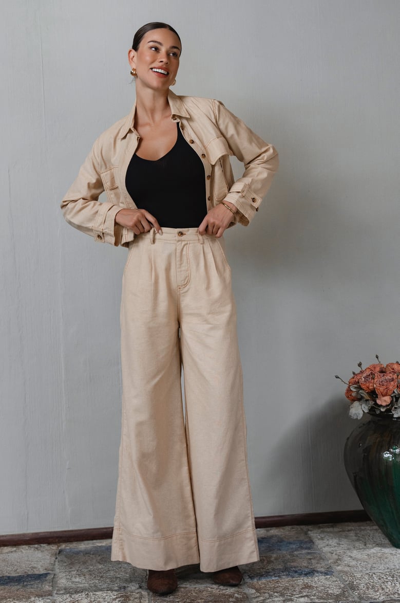 orion wide leg linen pants by Selfnex