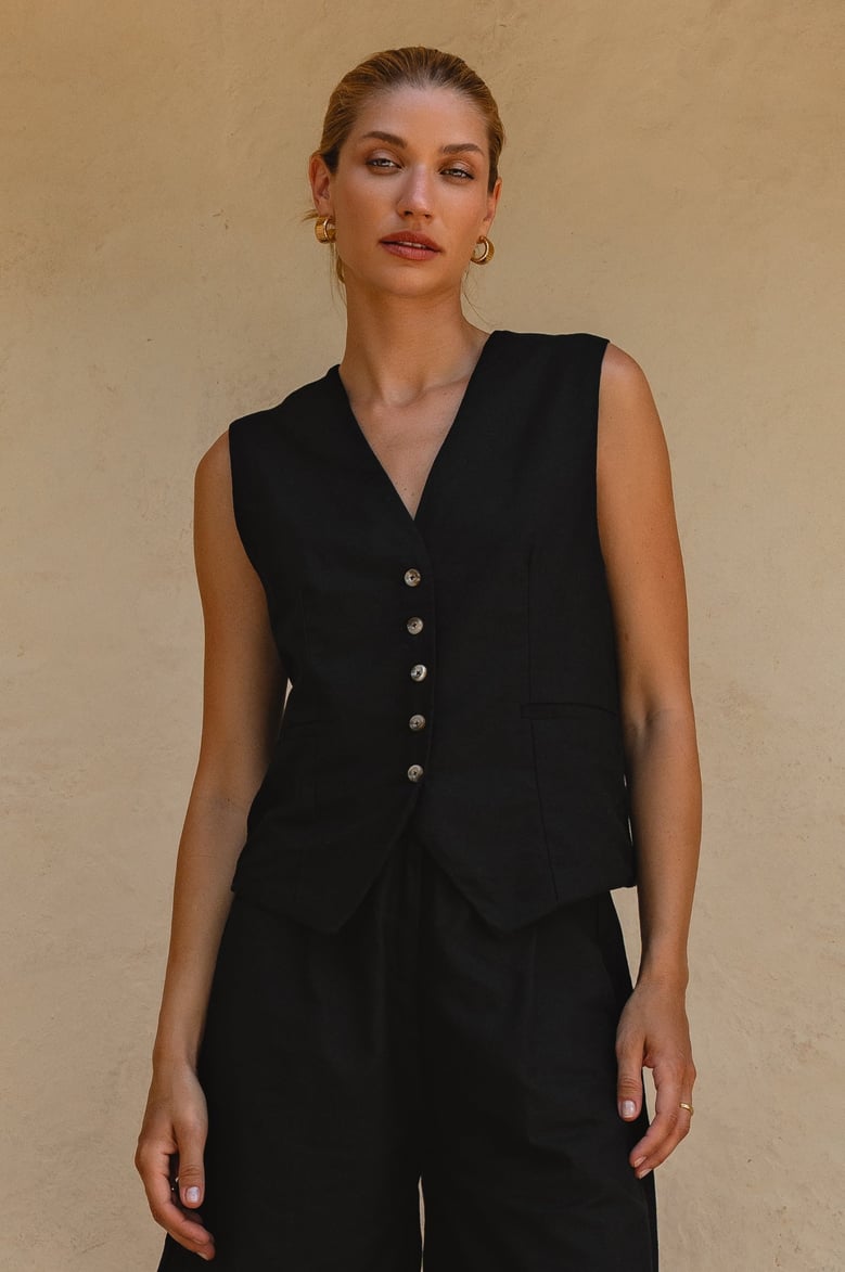 paige linen vest by Selfnex