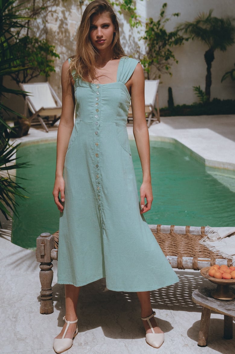 mira linen midi dress by Selfnex
