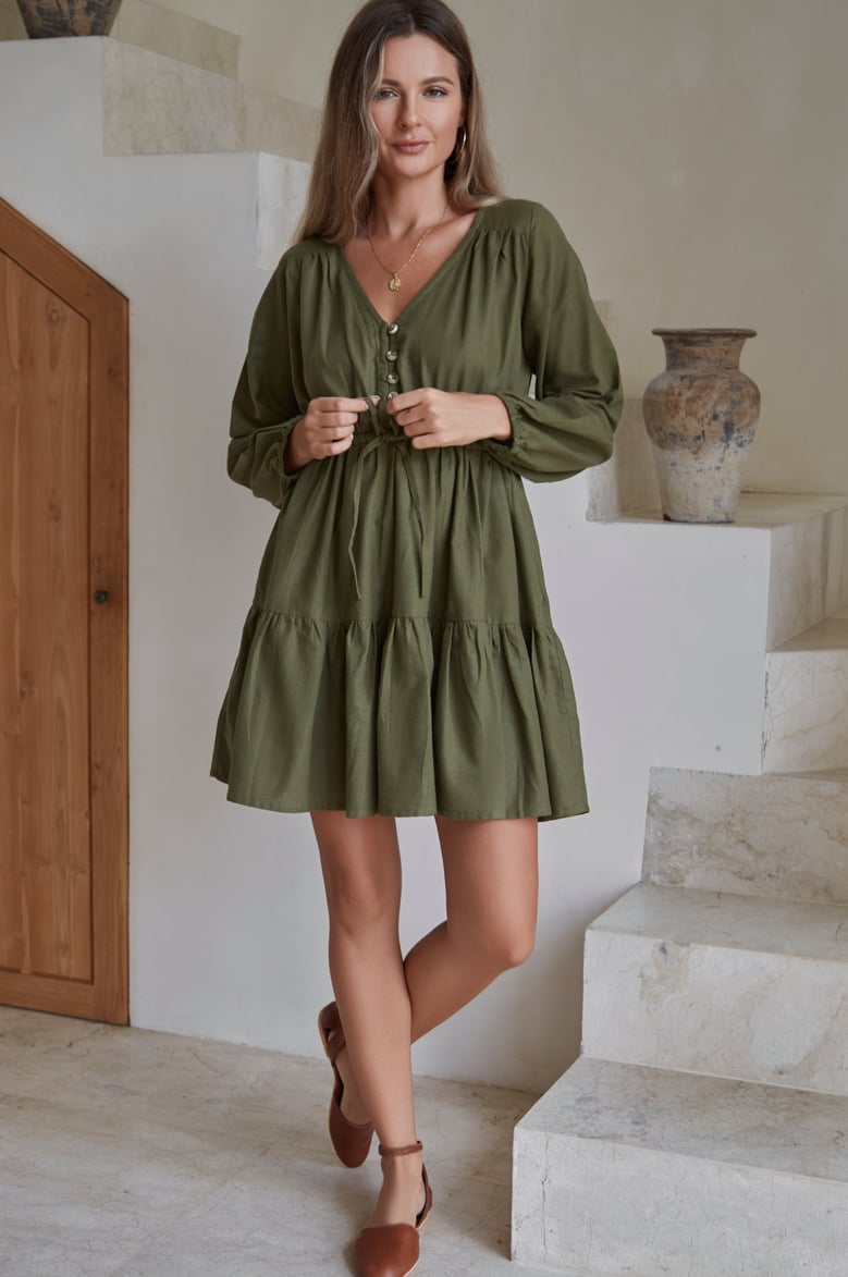 positano linen mini dress (sale) by Selfnex