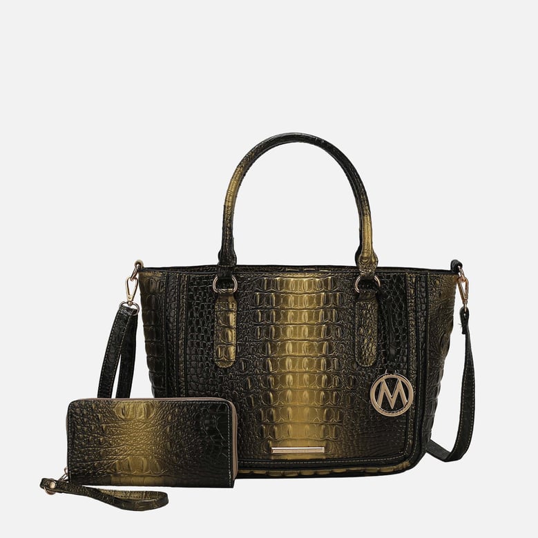bonnie croc-embossed handbag and set by Selfnex