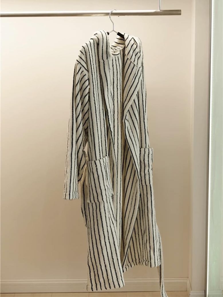 retro 100% organic long-stapled cotton hooded stripe bath robe by Selfnex