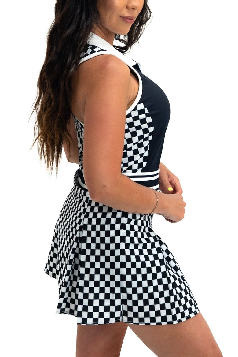 clubhouse check skirt | black by Selfnex