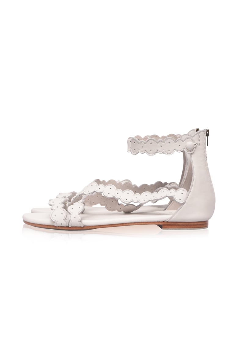 salty sea scalloped criss cross leather sandals by Selfnex