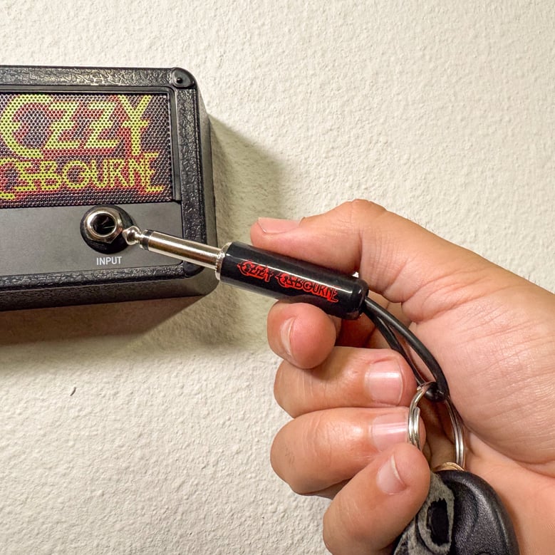 ozzy red logo guitar plug keychain by Selfnex