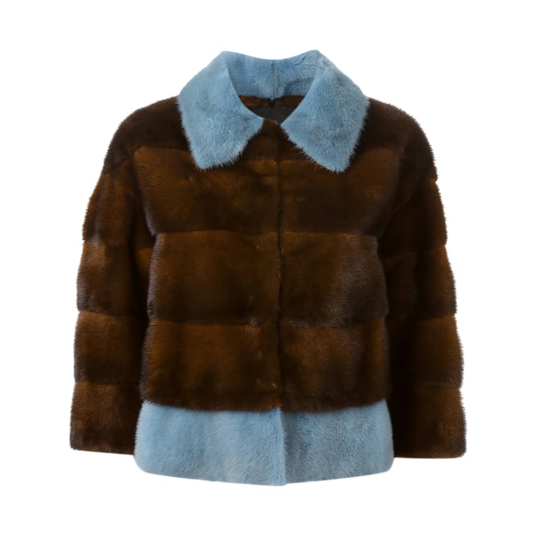 brown and blue mink fur coat by Selfnex