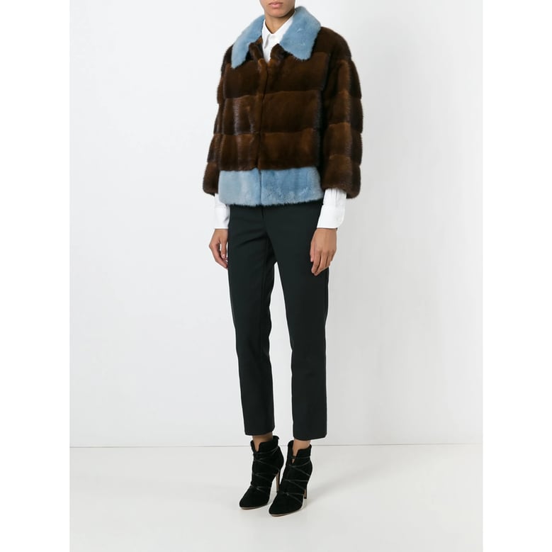 brown and blue mink fur coat by Selfnex