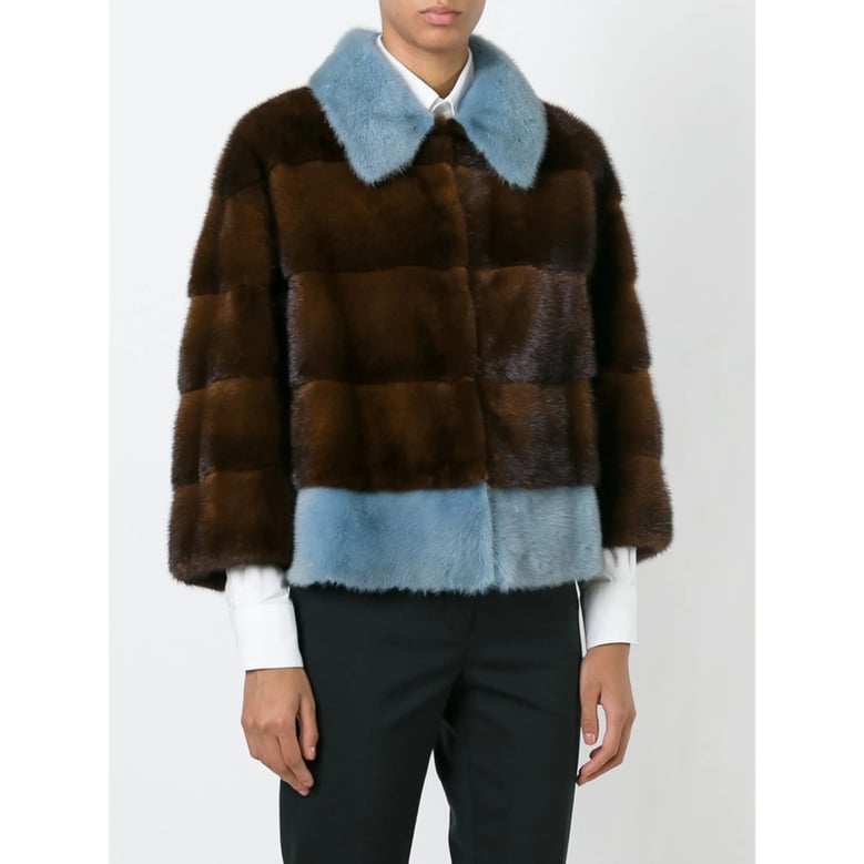 brown and blue mink fur coat by Selfnex