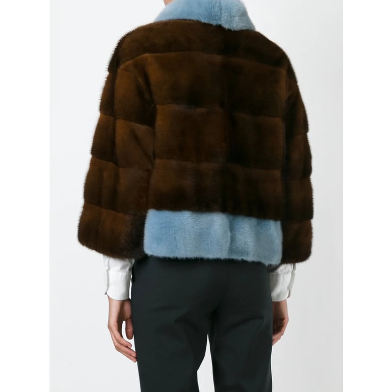 brown and blue mink fur coat by Selfnex