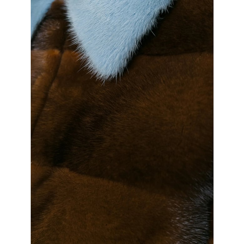 brown and blue mink fur coat by Selfnex