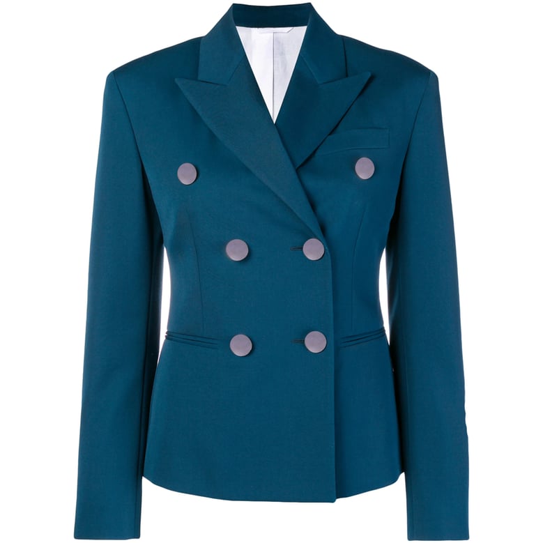 teal double-breasted blazer by Selfnex