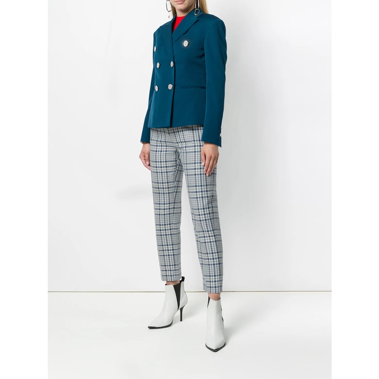 teal double-breasted blazer by Selfnex