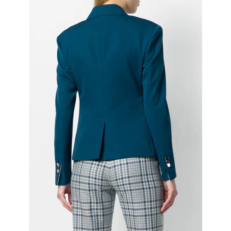 teal double-breasted blazer by Selfnex