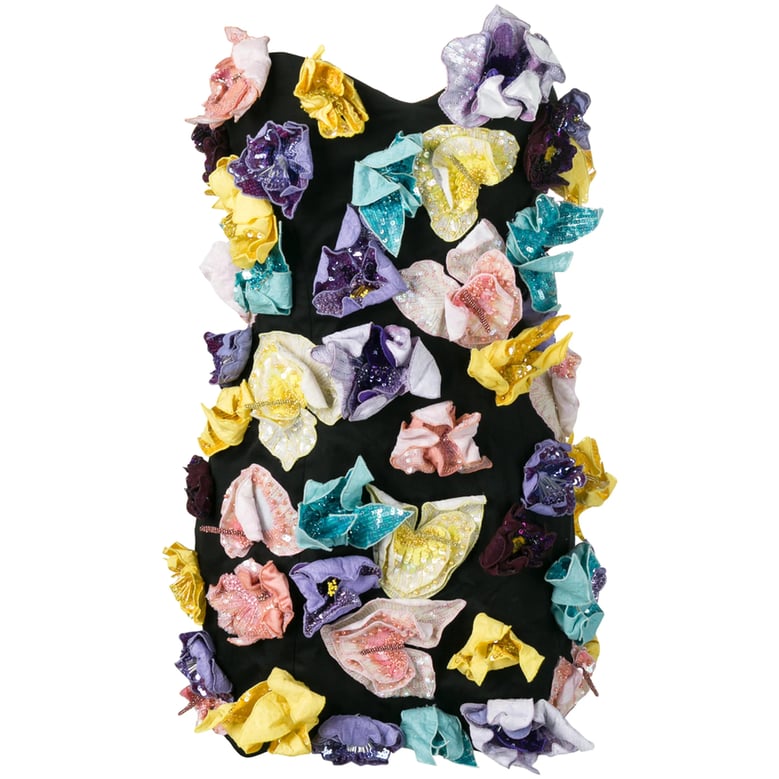 mini dress floral appliqués black by Selfnex